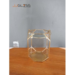 RZ- Candle Basket S 13*13*19 - Geometric glass terrarium including cactus-Indoor planter-Minimalistic-Succulent-Modern home decor-Tiffany stained glass-Gift